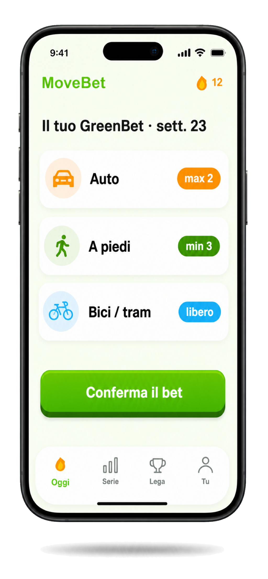 Schermata app MoveBet